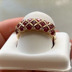 NEW 14KY Ruby & Diamond Basket Weave Ring